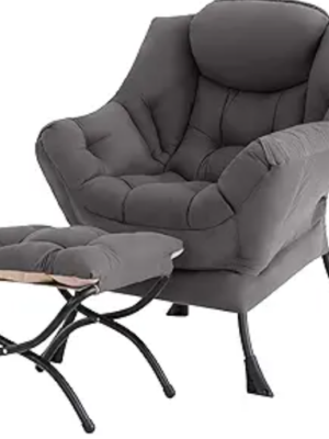 Lazy chair with footstool, modern large decorative leisure chair, armchair, footstool, suitable for bedroom, living room, dormitory, garden.